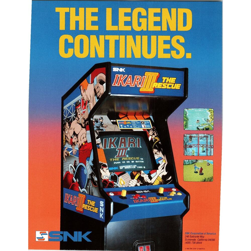 1989 SNK Ikari III The Rescue Arcade Game Flyer Vintage Ephemera